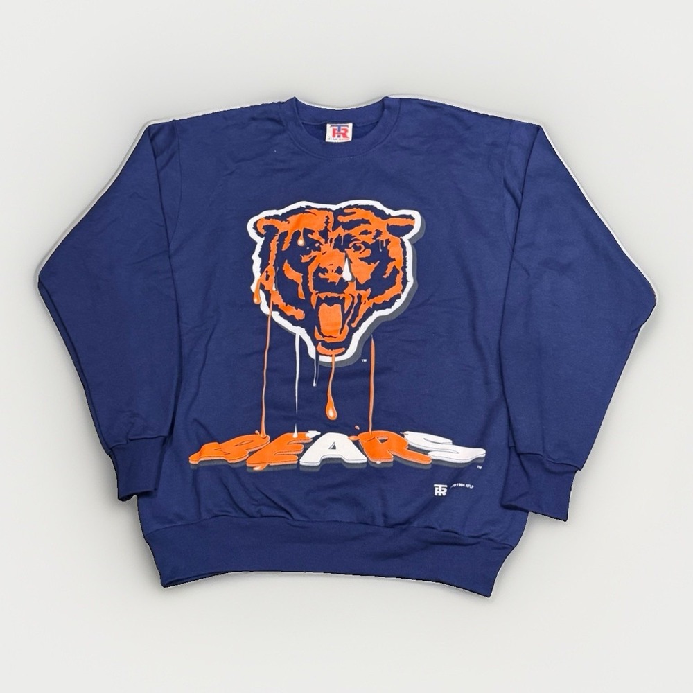 RARE 1994 NFL Chicago Bears 3D Drip Graphic Team Rated Tag Navy Blue Mens Size L